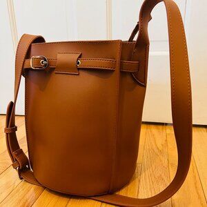 KATIE Q Celine Style Bucket Bag Leather Brown BRAND NEW